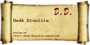 Deák Dionízia névjegykártya